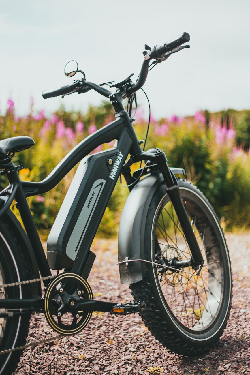 black bike in blurred background